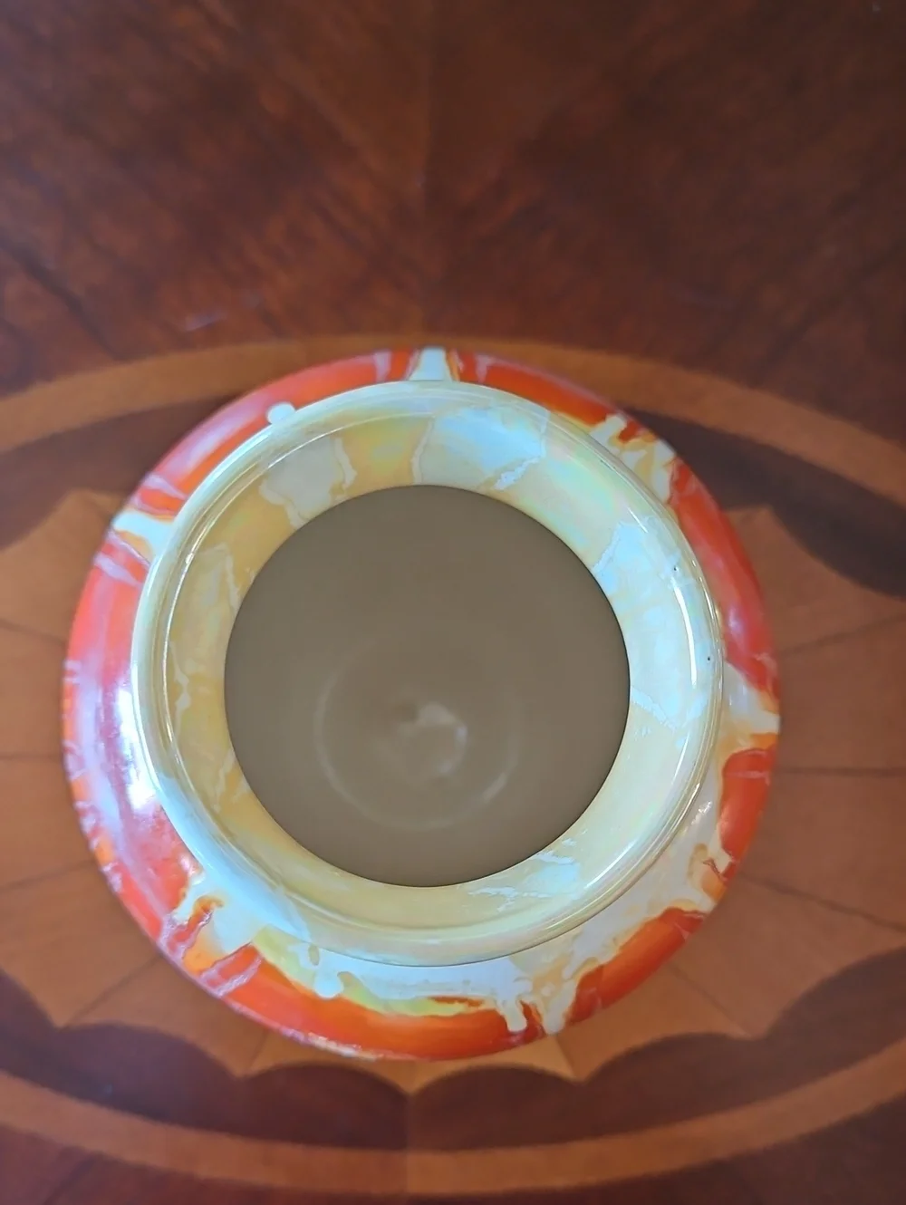 VTG Studio Art Pottery Vase Drip Glaze Sunset Orange & Cream
